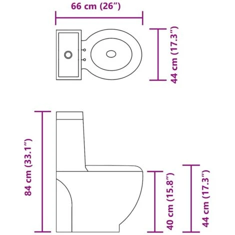 WC Ceramic Toilet Bathroom Round Toilet Bottom Water Flow White VidaXL - Image 3