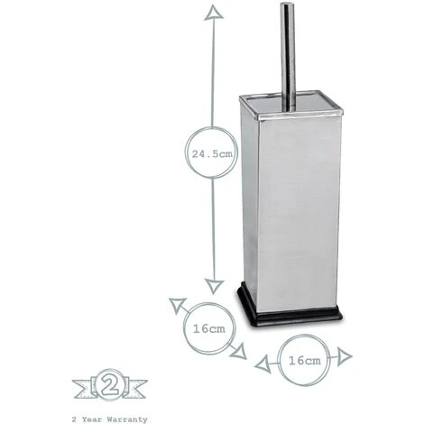Harbour Housewares Square Toilet Brush - Chrome - Image 3