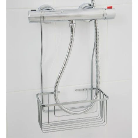 Croydex Rust Free Shower Mixer Basket Caddy Hook Over Bathroom Chrome Plated