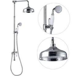 Victorian Traditional Shower Mixer Rigid Riser Kit Diverter Chrome Ceramic Lever