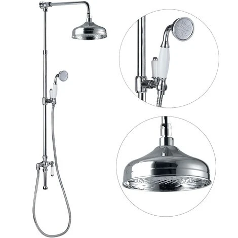 Victorian Traditional Shower Mixer Rigid Riser Kit Diverter Chrome Ceramic Lever