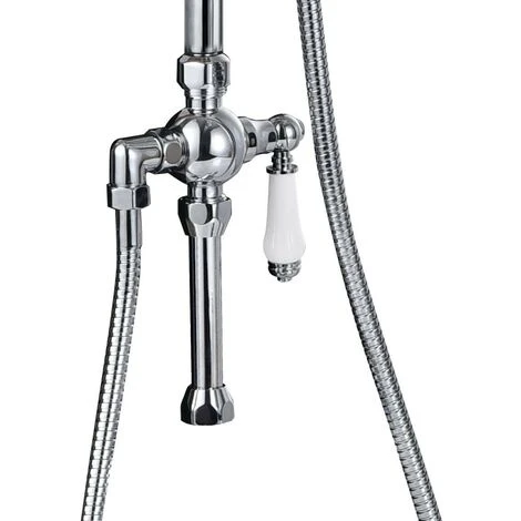Victorian Traditional Shower Mixer Rigid Riser Kit Diverter Chrome Ceramic Lever - Image 2