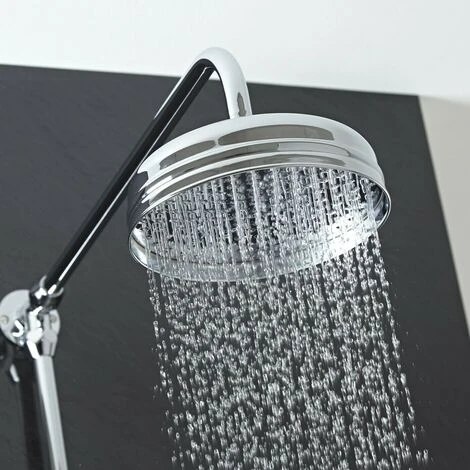 Victorian Traditional Shower Mixer Rigid Riser Kit Diverter Chrome Ceramic Lever - Image 4