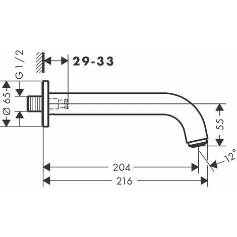 Hansgrohe Vernis Blend Bathroom Wall Mounted Bath Mixer Tap Spout Chrome Modern - Image 2