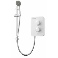 Gainsborough Slim Mono 8.5kW Electric Shower White 1 Spray Head Handset Bathroom