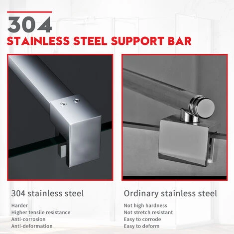 ELEGANT 8mm Easy Clean Glass Shower Enclosure 800mm Main Door With 300mm Flipper Panel And 700mm Side Panel Screen Wet Room + 1400x700mm Bathroom Tray Slate Effect And Free Trap - Image 4