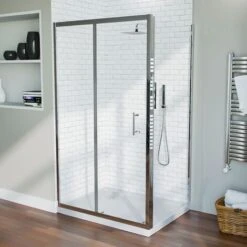 Shower 1100mm Sliding Door With 700 Mm Frameless Glass Side Panel Screen