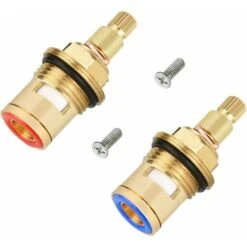 LangRay 2 Pcs Brass Faucet Head Ceramic Cartridge Mixer Tap With Screw Red And Blue Ceramic Cartridge Explosion Proof Anti-corrosion For Kitchen Faucet Home Bathroom