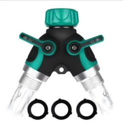 LangRay Garden Hose Splitter, 3/4 ”Zinc Alloy Dispenser With 2 Outlets Valves, Suitable For Timers, Adjustable And Lockable Water Flow With 2 Connectors And 4 Washers