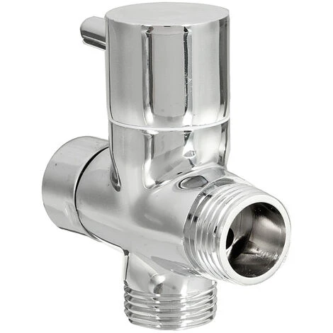 Chrome 3 Way Shower Head Forshower Bypass Valve Tee Adapter Tap Hasaki