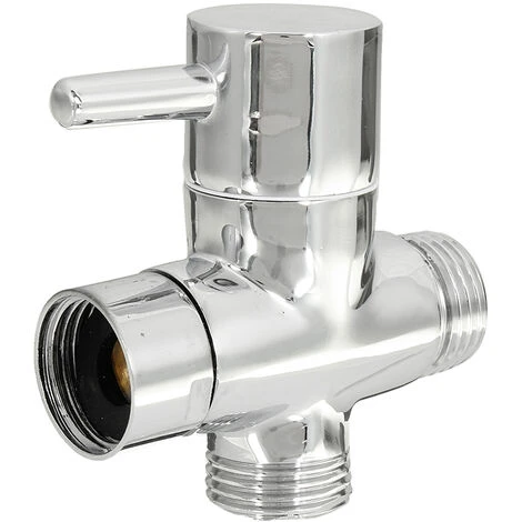 Chrome 3 Way Shower Head Forshower Bypass Valve Tee Adapter Tap Hasaki - Image 3