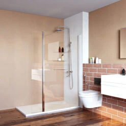 ELEGANT 800mm Frameless Walk In Shower Door Screen With 300mm Flipper Panel 6mm Tempered Glass Shower Enclosure