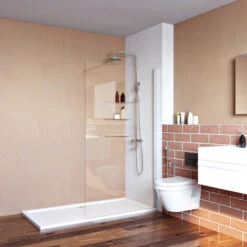 ELEGANT 760mm Walk In Shower Screen 6mm Tempered Glass Door Wet Room Bathroom Enclosure + 1200x900mm Shower Tray And Free Trap