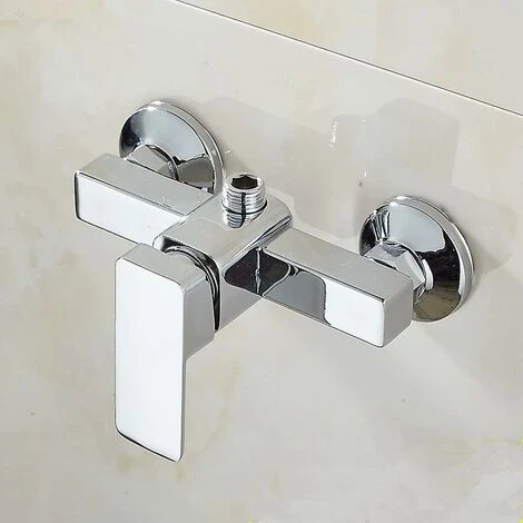 Modern Chrome Wall-mounted Shower Tap With Shower Mixer For Cold And Hot Water - Image 3