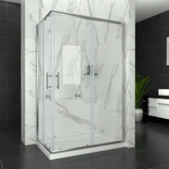 ELEGANT 1200 X 900 Mm Sliding Shower Door And Screen 6mm Safety Tempered Glass Corner Entry Shower Enclosure With Stone Tray And Riser Kit
