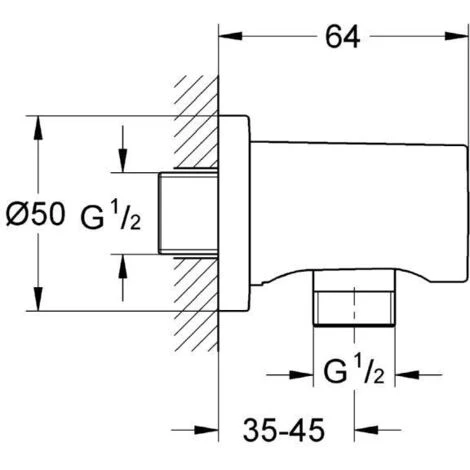 Grohe Rainshower® Shower Outlet Elbow, 1/2", Chrome (27057000) - Image 2