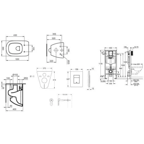 Grohe Toilet Set Rapid SL GROHE + Toilet Bowl Ideal Standard Tesi Aquablade + Flush Plate Grohe Skate Chrome (GROHEAQUA-SET-UK) - Image 2