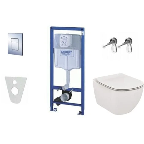 Grohe Toilet Set Rapid SL GROHE + Toilet Bowl Ideal Standard Tesi Aquablade + Flush Plate Grohe Skate Chrome (GROHEAQUA-SET-UK) - Image 3