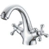 MUFF Traditional Victorian Integral Basin Faucet Vintage Double Cross Handle Bathroom Faucet, Plating