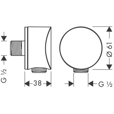 Hansgrohe FixFit Wall Outlet S With Non-return Valve And Synthetic Joint, Chrome (26453000) - Image 2