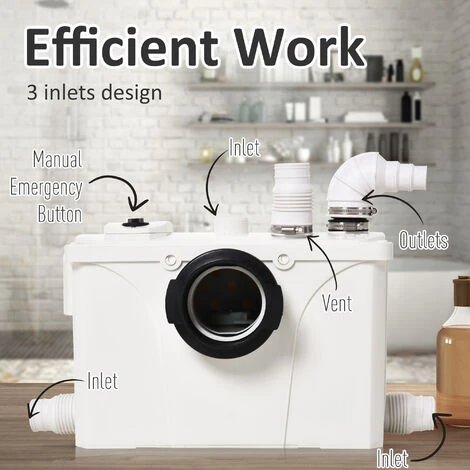 HOMCOM Sewage Pump 600W Dirty Waste Water Marine Toilet W/Cistern Disposal - Image 5