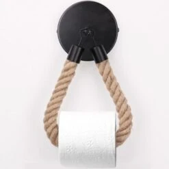 Toilet Paper Holder, Hemp Rope Towel Holder For Bathroom And Kitchen Bathroom Paper Holder Toilet Roll Holder (Black)