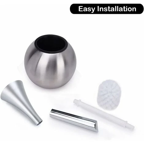 Freestanding Toilet Brush Holder Stainless Steel Polished Brushed Finish WC Set Bathrooms (Brush Included)-Silver - Image 3