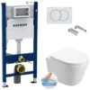 Geberit Toilet Set Duofix Frame + SAT Infinitio Rimless WC , Invisible Fixings + White Flush Plate (InfinitioGeb3)