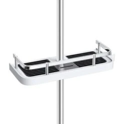 Bathroom Shower Shelf, Homeasy Square Bathroom Shower Storage No Drilling Shower Caddy Hanging Shower Holder For Shampoo Shower Tidy Hanging With Buckle And Shower Head Hook Suit 19mm-25mm Shower Rail