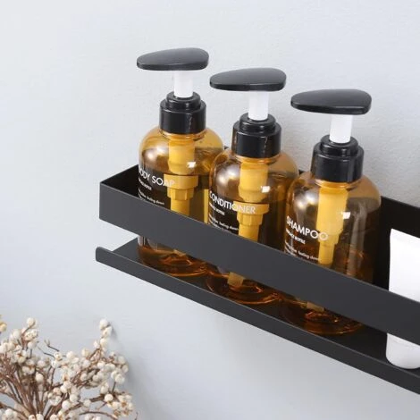 Shower Shelf Black, Bathroom Shelf Wall Mounted, Shower Caddy Screw Mounted Stainless Steel 40CM - Image 4