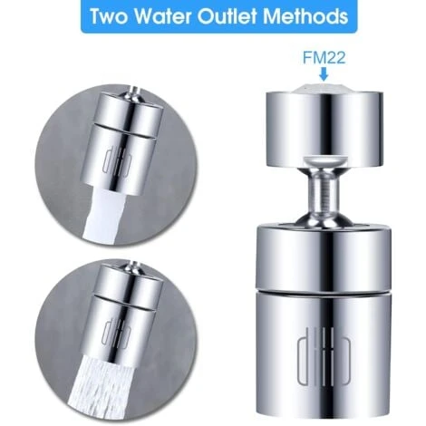Faucet Tap Aerator, Dual Function 360° Rotation Swivel Tap Spray Head Water Saving With Soft Bubble Stream And Strong Sprayer For Kitchen Sink Bathroom (FM22) - Image 2