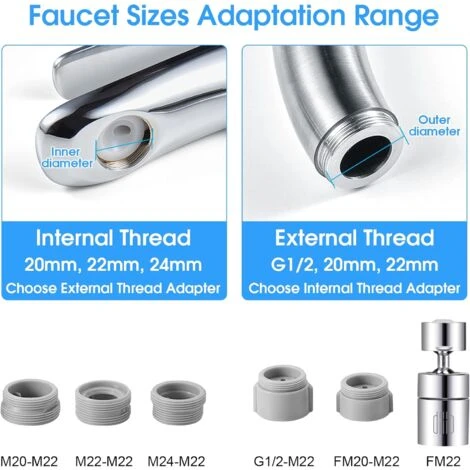 Faucet Tap Aerator, Dual Function 360° Rotation Swivel Tap Spray Head Water Saving With Soft Bubble Stream And Strong Sprayer For Kitchen Sink Bathroom (FM22) - Image 3