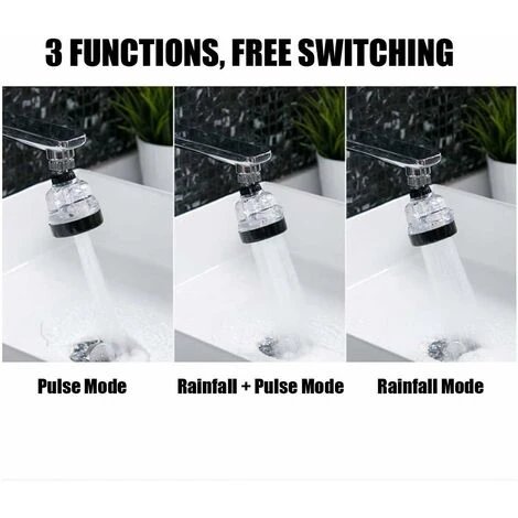 360°Swivel Faucet Tap Aerator, Adjustable 3 Mode Water-Saving Faucet Splash-Proof Filter Tap Booster For Bathroom Kitchen - Image 3