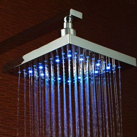Home Temperature Sensor Control 3 Color LED Light Square Water Shower Head - Image 3