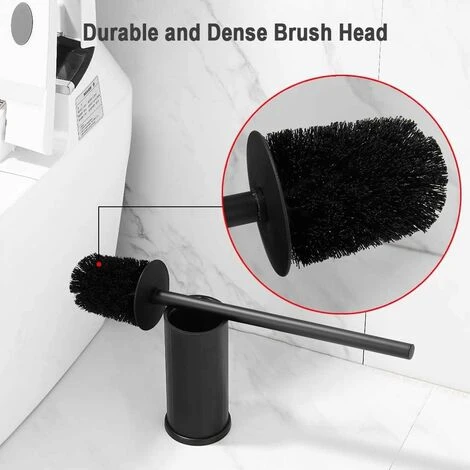 Black Toilet Brush Holder, Toilet Brush Black Aluminum Round Toilet Bowl Brush And Holder For Bathroom - Image 2