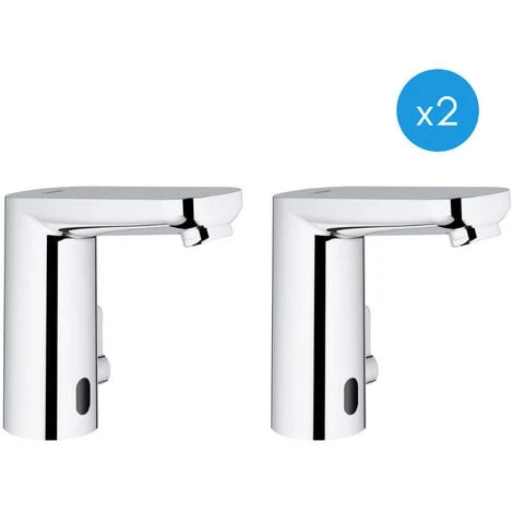 Grohe Eurosmart Cosmopolitan E 2 Set Of 2 1/2″ Infrared Basin Mixer Taps, Adjustable Temperature Limiter, Chrome (36327001-DUO)
