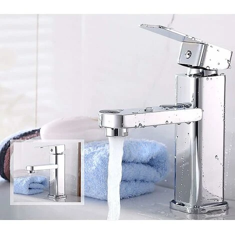 Monobloc Sink Mixer Tap, Bath Basin Mixer Tap, Waterfall Faucet Bathroom Hot And Cold Water Tap, Single Lever Washroom Sink Faucet, Chrome Brass - Image 3