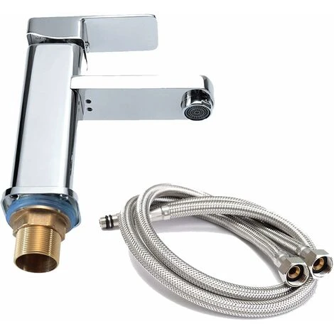 Monobloc Sink Mixer Tap, Bath Basin Mixer Tap, Waterfall Faucet Bathroom Hot And Cold Water Tap, Single Lever Washroom Sink Faucet, Chrome Brass - Image 4