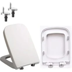 Soft Close Toilet Seat With Quick Release, Simple Top Fixing, Anti-Bacterial Toilet Seats White With Adjustable Stainless Hinges, Square Shape Toilet Lid Loo Seat
