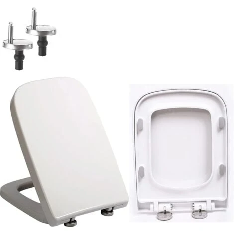 Soft Close Toilet Seat With Quick Release, Simple Top Fixing, Anti-Bacterial Toilet Seats White With Adjustable Stainless Hinges, Square Shape Toilet Lid Loo Seat