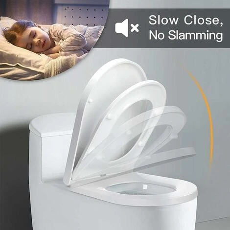 Soft Close Toilet Seat With Quick Release, Simple Top Fixing, Anti-Bacterial Toilet Seats White With Adjustable Stainless Hinges, Square Shape Toilet Lid Loo Seat - Image 2