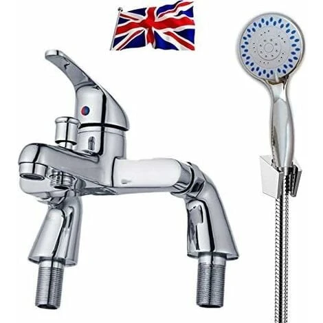 Modern Bathroom Bath Shower Filler Mixer Tap Single Lever Chrome Solid Brass With Shower Handset And Hose Attachment