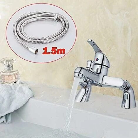 Modern Bathroom Bath Shower Filler Mixer Tap Single Lever Chrome Solid Brass With Shower Handset And Hose Attachment - Image 3