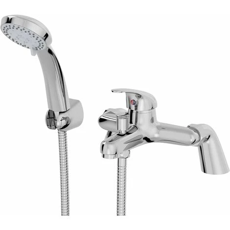 Modern Bathroom Curved Bath Shower Filler Mixer Tap Brass Deck Mounted With Shower Handset And Hose Single Lever Chrome