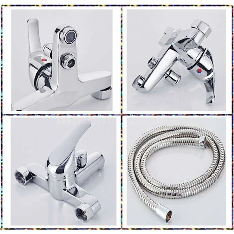 Modern Bathroom Curved Bath Shower Filler Mixer Tap Brass Deck Mounted With Shower Handset And Hose Single Lever Chrome - Image 4