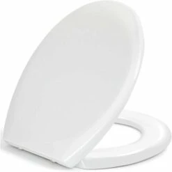 Toilet Seat, Soft Close Toilet Seat White With Quick Release For Easy Clean, Top Fixing, Stay Tight Toilet Lid Oval Shape, Heavy Duty Urea-Formaldehyde Anti-Bacterial Material