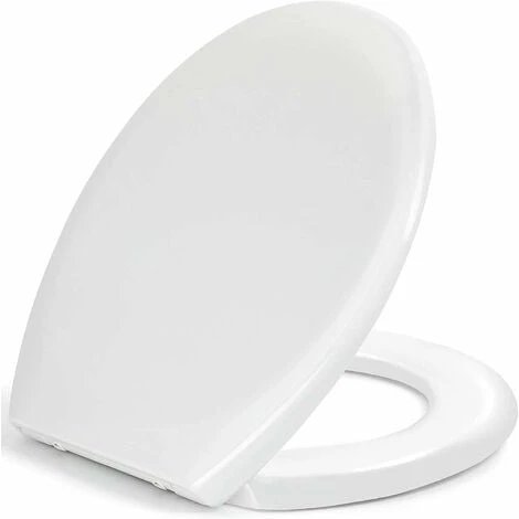 Toilet Seat, Soft Close Toilet Seat White With Quick Release For Easy Clean, Top Fixing, Stay Tight Toilet Lid Oval Shape, Heavy Duty Urea-Formaldehyde Anti-Bacterial Material