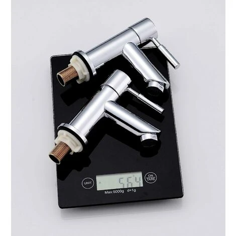 Bathroom Basin Pillar Taps, Pair Basin Sink Mixer Taps, 1/4 Turn Washroom Pair Faucets Twin Lever, 2 Pcs Morden Taps - Image 3