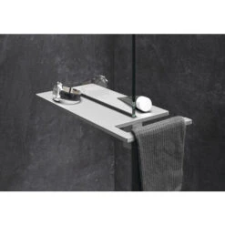 HÜPPE Select+ Towel Rack With Shelf 40 X 22 Cm, Matt Silver