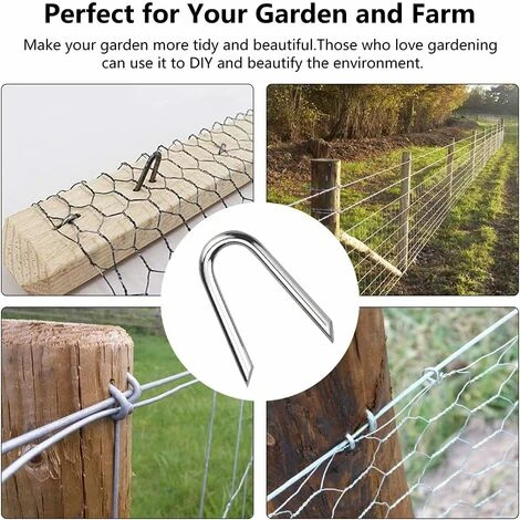 140 Pieces Galvanized Steel Spikes Fence Spikes Wire Mesh Spike 1.2x1.9cm U-shaped Fence Nail Staples For Fence Galvanized Clip Wire Mesh For Netting - Image 5